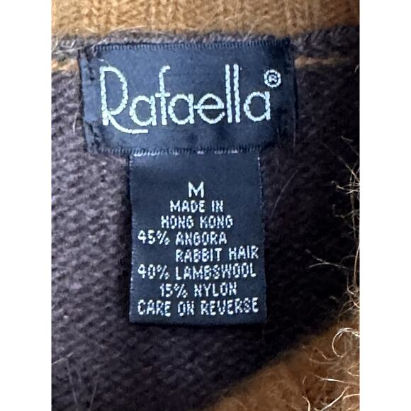 Vtg 90s Rafaella Argyle Lambswool Rabbit Hair Turtleneck Sz M Fall Thanksgiving - Picture 3 of 16